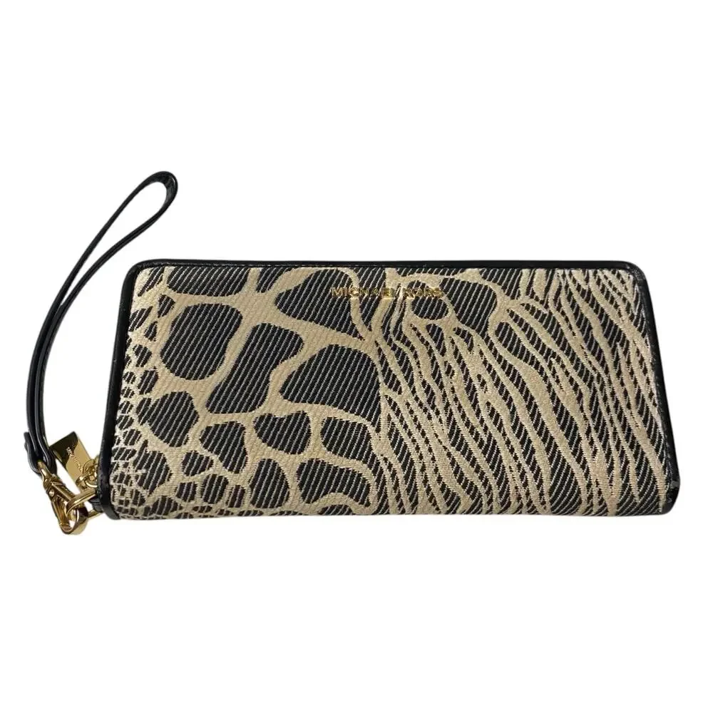 Michael Kors Women's Cotton Canvas Jet Set Travel Zip Around Continental Wallet